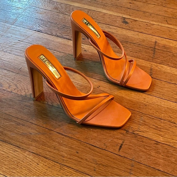 Billini Orange Yanna Strappy Block Heels in Papaya sz 7.5 - Picture 4 of 7